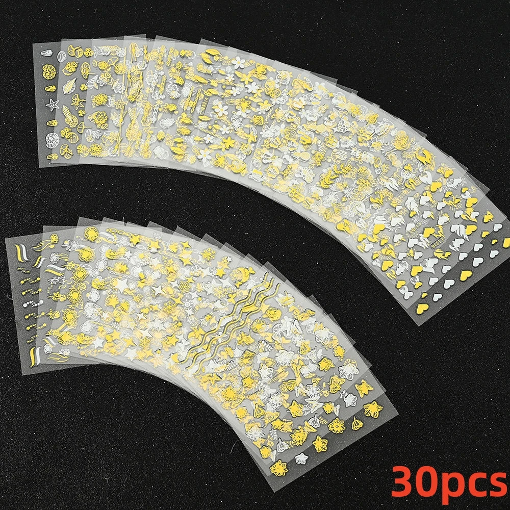 30 Sheets Cute Penguin Winter Nail Stickers Set 3D Snowflake Christmas Decals Tree Elk Bell Self Adhesive Slider Manicure Tips * (ONLINE ORDER ONLY)