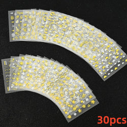 30Pcs/Set Red Golden 3D Nail Art Sticker Hot Stamping Hollow Decals Mixed Designs Adhesive Flower Nail Tips Letter Butterfly Set (Online Order Only)