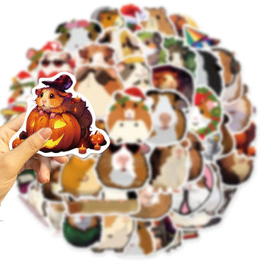 10/30/50PCS Cute Cavia Porcellus Stickers Cartoon Animal Decals Notebook Laptop Luggage Phone Suitcase Fridge DIY Decoration Toy (Online Order Only)