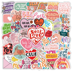 10/30/50PCS Inspirational Self Love Graffiti Stickers Phone Laptop Luggage Waterproof Motivational Love Yourself Decals Sticker (Online Order Only)