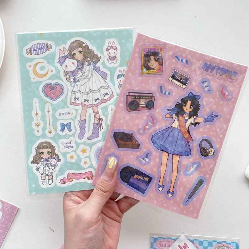 Cute Retro Comic Girl Stickers Diary Scrapbooking DIY Album Decoration Sticker Couple Aesthetic Kawaii Stationery Stick Label (ONLINE ORDER ONLY)