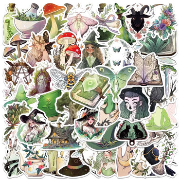 10/50Pcs Cute Forest Witch Magic World Stickers Aesthetic DIY Scrapbooking Skateboard Laptop Phone Fridge Car Decoration Sticker (Online Order Only)