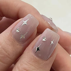 1PCS Sliver Stars Nails Stickers 3D Bronzing Laser White Cross Starlight Glossychic Y2K Stylish Adhesive Manicure Decorations *# (Online Order Only)