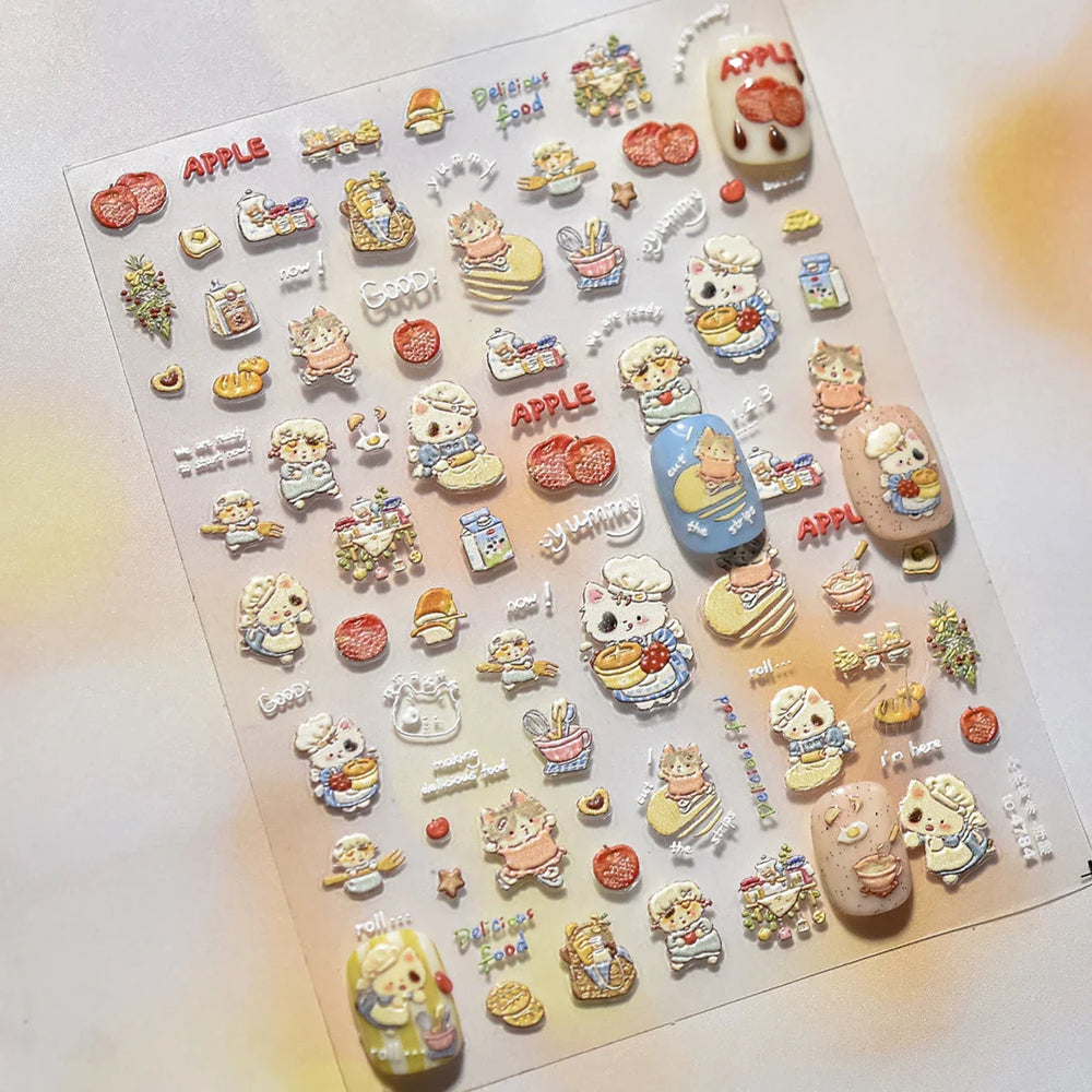 Sweater Glovesvacuum Cup Milk Fallen Leaves Kitten Adhesive Nail Art Stickers Warm Suitpinecone Kitchenware Cat Manicure Decals (ONLINE ORDER ONLY)