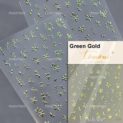 Embroidered Butterfly Flower Colourful Gradient Morning Glory Leaves Self Adhesive Nail Art Stickers Rhinestone Manicure Decals (ONLINE ORDER ONLY)