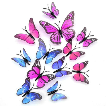 12 Blue Purple 3D Butterfly Wall Stickers Self-Adhesive Home Decor (Online Order Only)