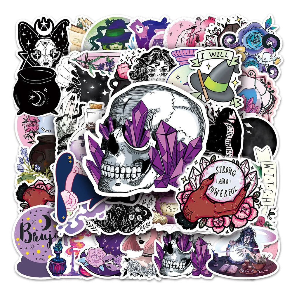 Witchy Apothecary Stickers: Astrology Tarot Goth Decals for Laptop, Luggage, Skateboard (Online Order Only)