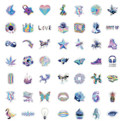 10/30/53pcs Cute VSCO Holographic Laser Cartoon Stickers DIY Motorcycle Laptop Phone Luggage Fridge Decoration Sticker Kids Toys (ONLINE ORDER ONLY)