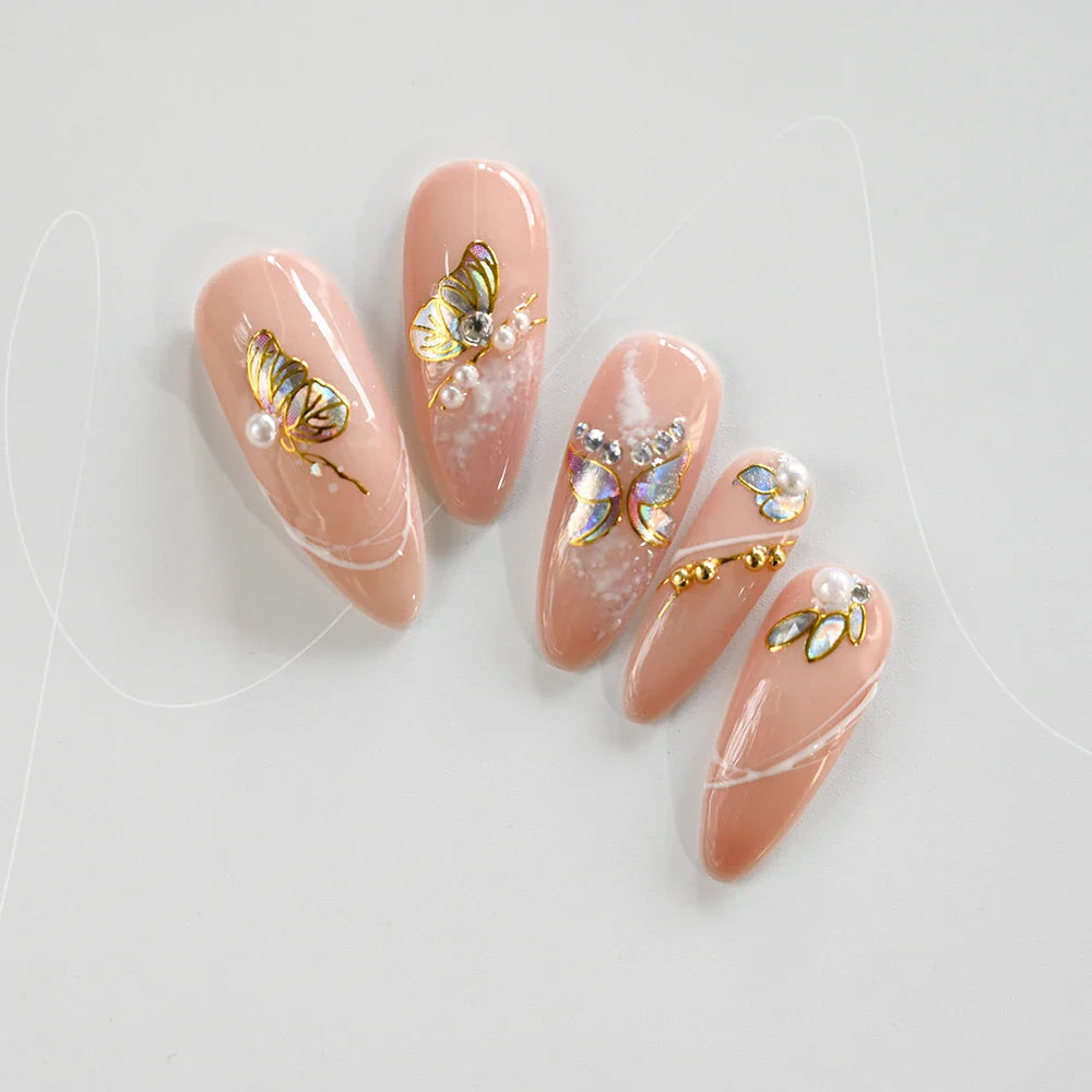 20Pcs Holographic Butterfly Nail Sticker Laser Gold & Sliver Butterfly Adhesive Decal 8.5x6cm 3D Glitter Foil DIY Manicure Decor (Online Order Only)