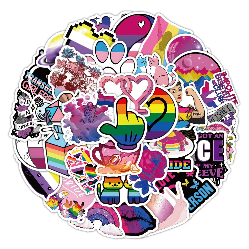 50/100pcs LGBTQ Rainbow Pride Stickers for Water Bottle Laptop Phone (Online Order Only)