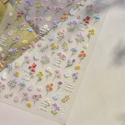 Dried Flower Lavender Bowknot Peony Pomegranate Flowers Bouquet Rose Chic Reliefs Self Adhesive Nail Art Stickers Manicure Decal (ONLINE ORDER ONLY)