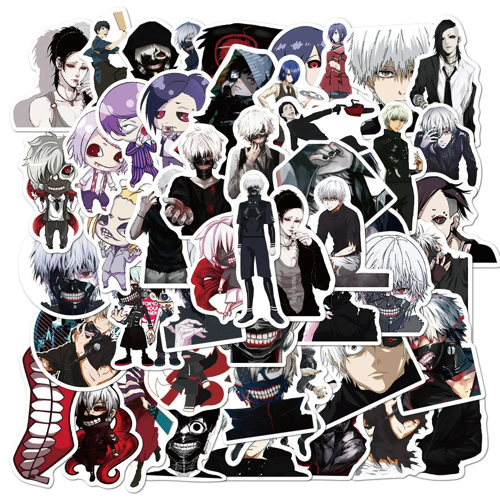 50pcs Tokyo Ghoul Anime Stickers for Helmet, Wall, Desktop Decoration (Online Order Only)