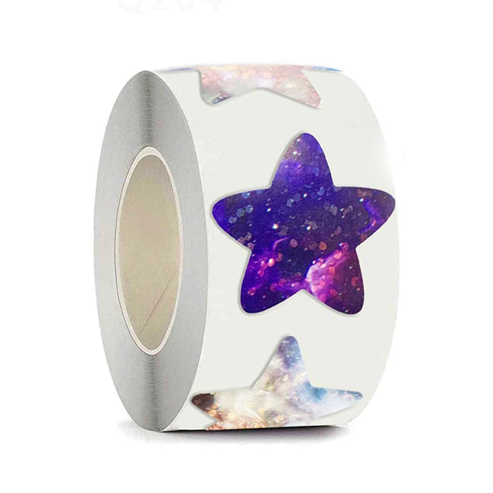 100-500pcs Laser Gold Foil Self-adhesive Star Stickers Reward Chart Decorative Toy Gifts Sticker Labels 1 Inch (ONLINE ORDER ONLY)