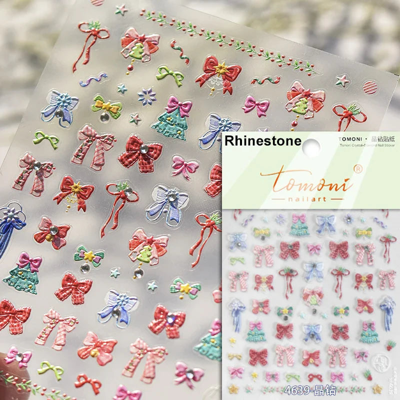 Winter Dreamy Hot Stamping Romantic White Pink Snowflakes Hexagon 3D Self Adhesive Nail Art Stickers Christmas Manicure Decals (ONLINE ORDER ONLY)