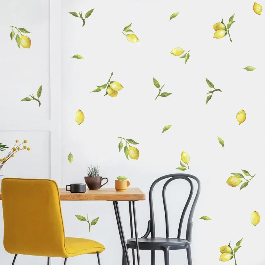 Watercolor Lemon Leaves Wall Decals Removable Vinyl Stickers Home Decor (ONLINE ORDER ONLY)