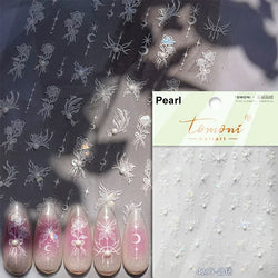 Charming Golden Gradient Shiny Rhinestone Jelly Butterfly Flower Petal Bowknot 3D Self Adhesive Nail Art Sticker Manicure Decals (ONLINE ORDER ONLY)