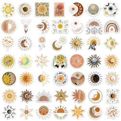 10/30/50PCS Sun Moon Bohemian  Aesthetic Stickers For Kids PVC Waterproof Skateboard Laptop Fridge Suitcase Bike Car Decals Gift (ONLINE ORDER ONLY)