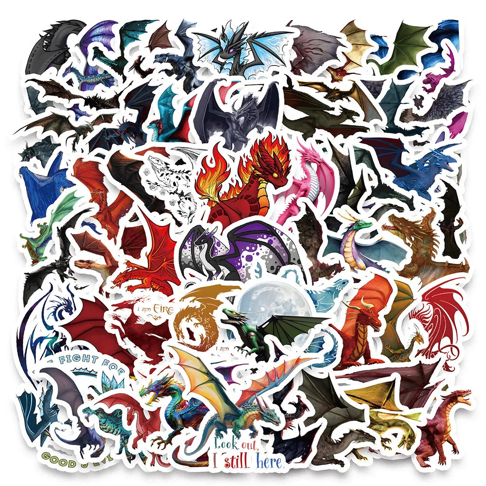 Cartoon Fire Dragon Stickers for DIY Scrapbooking, Phone, Laptop, Suitcase, Skateboard, Helmet (ONLINE ORDER ONLY)