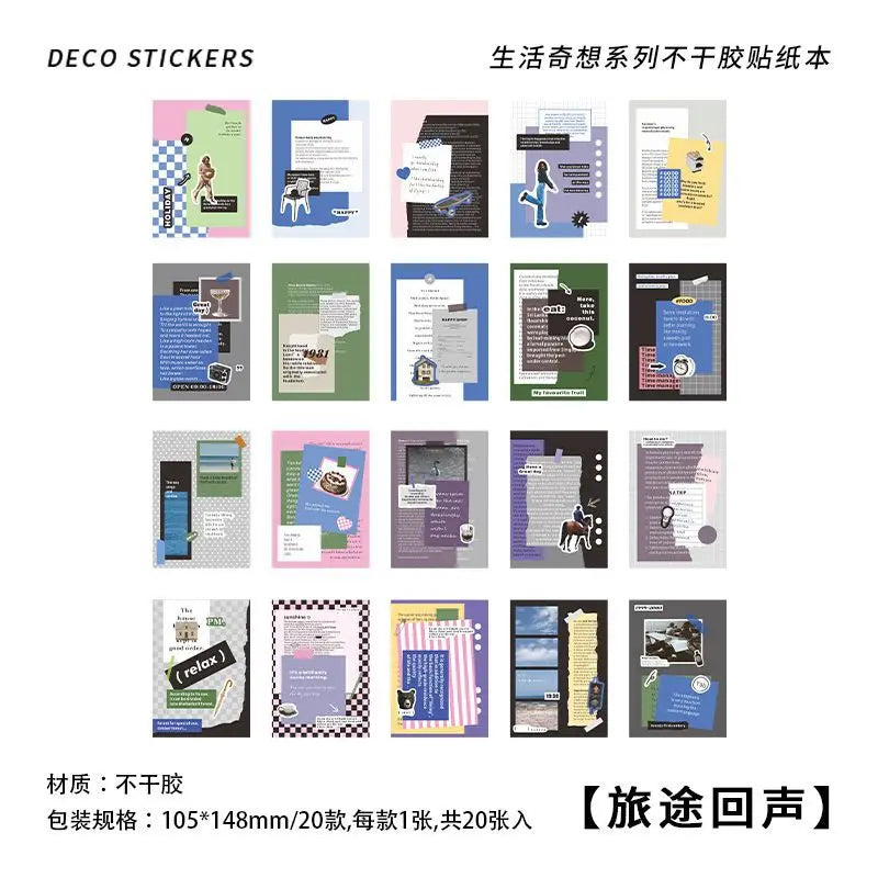 20 sheets Life Fantasy Series Scrapbooking Sticker Book Hand Account Background Decorative Sticker Label DIY Material Stationery (Online Order Only)