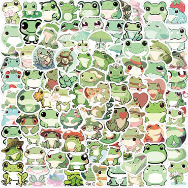 10/30/100PCS Cute Little Frog PVC Sticker Aesthetic Stationery School Supplies DIY Decoration Korean Scrapbooking for Kids (ONLINE ORDER ONLY)