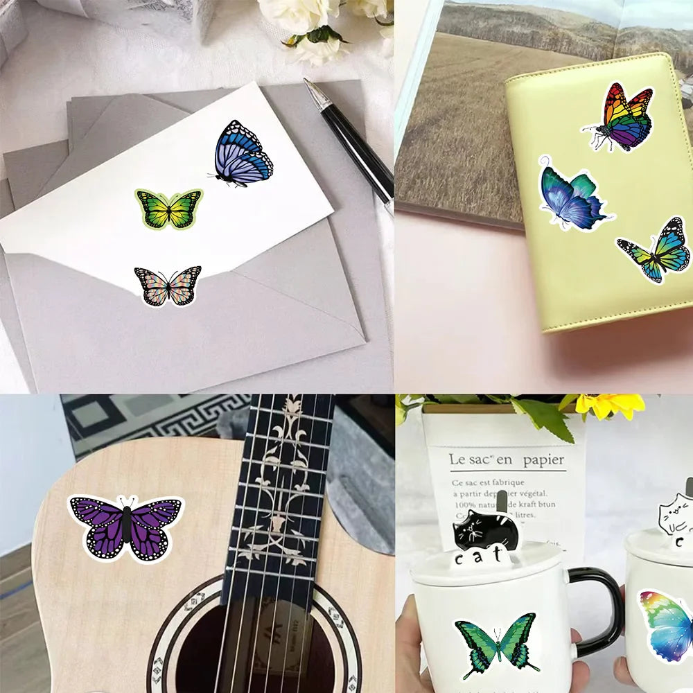 500PCS/ 1 Roll Colorful Butterfly Flower Shaped Sticker Decoration Gift Box Sticker Label Stationery Sticker (Online Order Only)