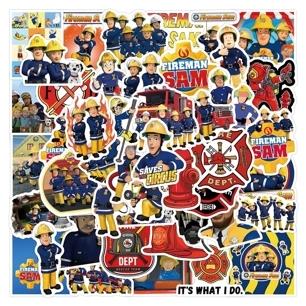 Fireman Sam Stickers Kids Cartoon Decals Laptop Luggage Notebook Bike Wall 10/30/55pcs (ONLINE ORDER ONLY)