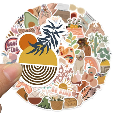 10/30/50PCS Fresh Boho Decoration Scrapbooking Colorful PVC Sticker Aesthetic Korean Stationery School Supplies for Kids (ONLINE ORDER ONLY)