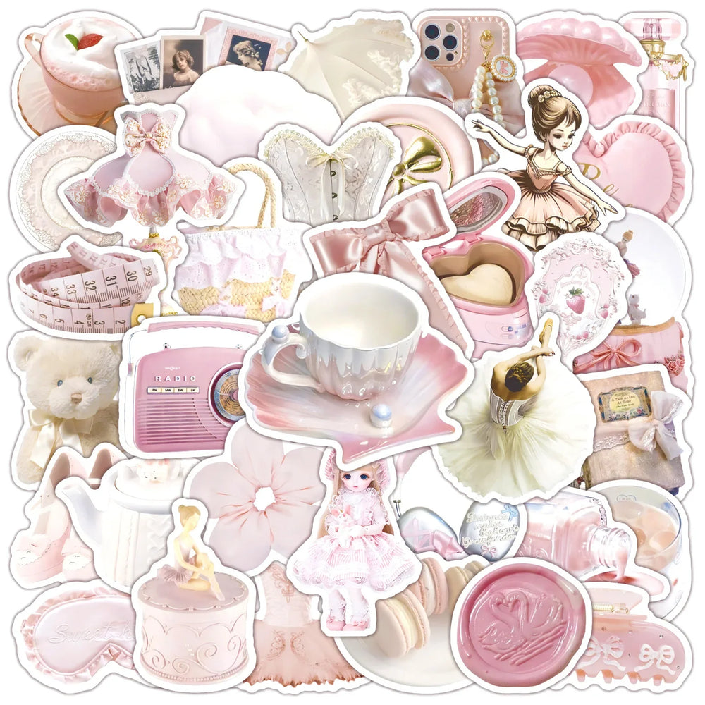 50pcs Pink Girl Cartoon Graffiti Stickers for Helmet, Wall, DIY Decor (ONLINE ORDER ONLY)