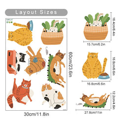 Cute Cat Playing Ball Watercolor Nursery Wall Decals Stickers Kids Room Decor (Online Order Only)