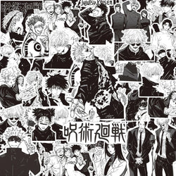 10/30/65PCS Black White Jujutsu Kaisen Anime Stickers Decoration Suitcase Scrapbooking Laptop Phone Stationery Manga Kid Sticker (Online Order Only)
