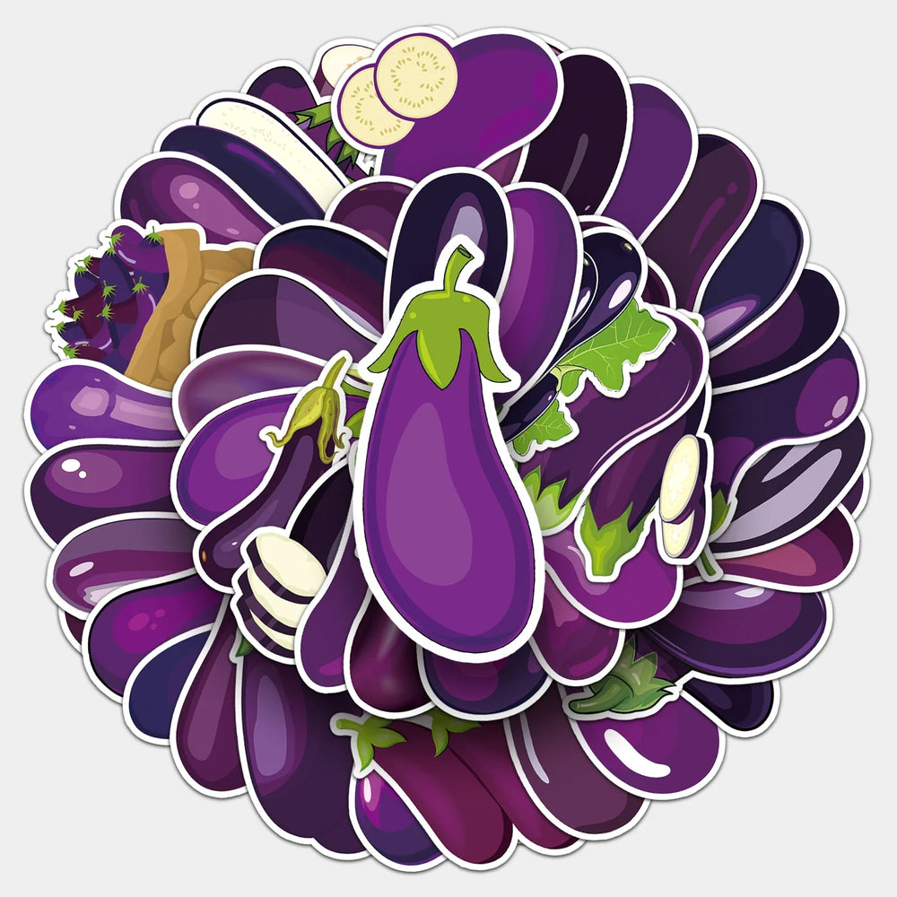 50Pcs Eggplant Cartoon Waterproof Vinyl Stickers for Skateboard Snowboard (ONLINE ORDER ONLY)