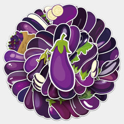 50Pcs Eggplant Cartoon Waterproof Vinyl Stickers for Skateboard Snowboard (ONLINE ORDER ONLY)