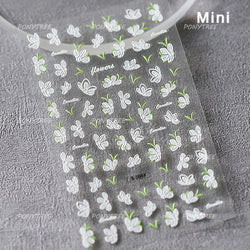 Oil Painting Style Rose Camellia Flower Vase Romantic Candle Holder Bowknot Embossed Adhesive Nail Art Stickers Manicure Decals (ONLINE ORDER ONLY)