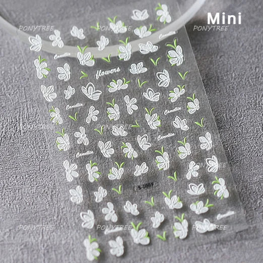 Delicate Chic White Flower Jelly Green Leaves Red Fruits Lily Gardenia Self Adhesive Nail Art Stickers Rhinestone Manicure Decal (Online Order Only)