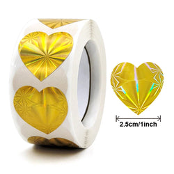 100-500pcs Heart Stickers for Envelopes Valentine's Day Sparkling Heart Stickers Decorative Love Stickers Holiday Decoration (Online Order Only)