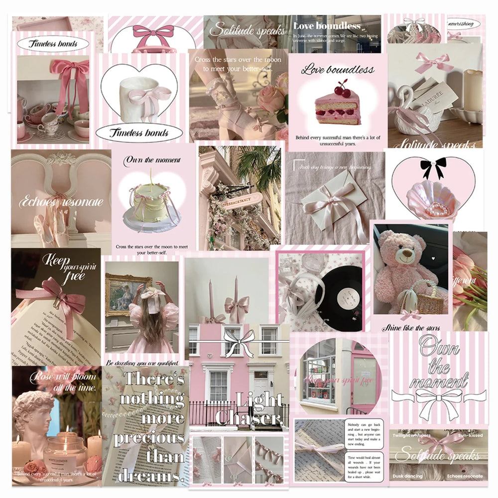 30Pcs Pink Ballet Style Stickers Kawaii Cartoon Waterproof PVC Stickers Scrapbooking Diy Journaling Cute Stationery Sticker (ONLINE ORDER ONLY)