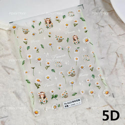 Cute Bee Honey Jar Daisy Flowers Gather Honey Pot Love Heart Green Leaves Reliefs Self Adhesive Nail Art Stickers Manicure Decal (ONLINE ORDER ONLY)