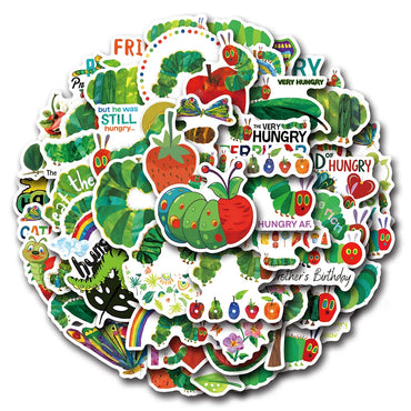 10/30/55PCS Cute The Very Hungry Caterpillar Toys Stickers For Kids DIY Stationery Phone Fridge Car Funny Cartoon Graffiti Decal (Online Order Only)