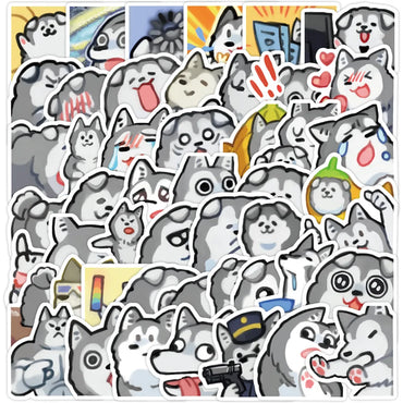 10/30/50PCS Silly Husky Stickers Cute Dog Meme Graffiti Toy Cartoon DIY Decoration Laptop Phone Guitar Car Bike Skateboard Decal (ONLINE ORDER ONLY)