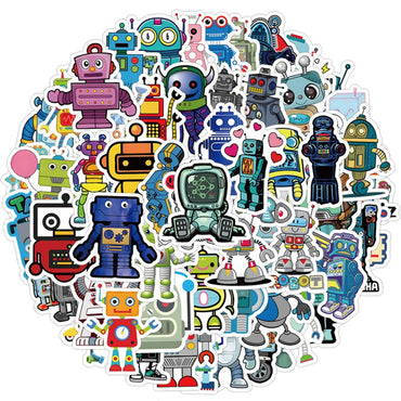10/50Pcs Robot Graffiti Sticker Personality Cartoon Cute Child Sticker DIY Skateboard Luggage Sticker Wholesale (Online Order Only)