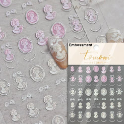 Retro Rose Gold Photo Frame Dried Flower Delicate Totem 3D Self Adhesive Nail Art Stickers 5D Shiny Rhinestone Manicure Decals (ONLINE ORDER ONLY)