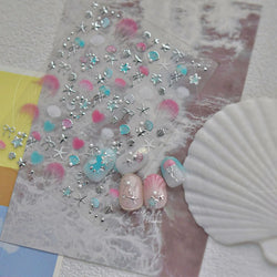 Dizzying Shell Coral Dolphin Starfish Heart Jellyfish Water Bubbles Ocean Adhesive Nail Art Decorations Stickers Manicure Decals (ONLINE ORDER ONLY)