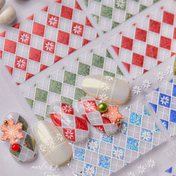 Geometric Grid Square Butterfly Snow Star Metal Self Adhesive Nail Art Sticker Snowflake Rhinestone Manicure Decal Nail Supplies (ONLINE ORDER ONLY)