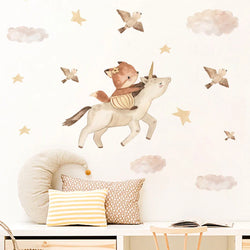 Boho Cartoon Fox Bird Stars Wall Stickers for Kids Nursery Room Decor (ONLINE ORDER ONLY)