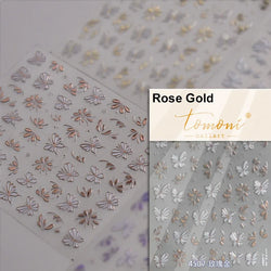 Charming Beautiful Black White Small Butterfly Flower Petal Love Heart Bowknot 5D Self Adhesive Nail Art Sticker Manicure Decals (Online Order Only)