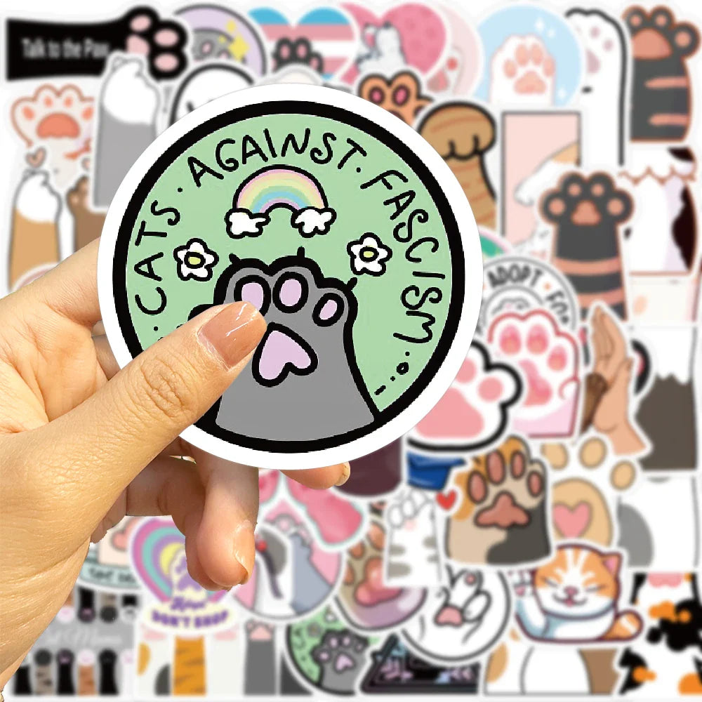 61PCS Cute Cat Paw PVC Sticker Aesthetic Children Decoration For Scrapbooking Korean Stationery School Supplies for Kids Toys (Online Order Only)