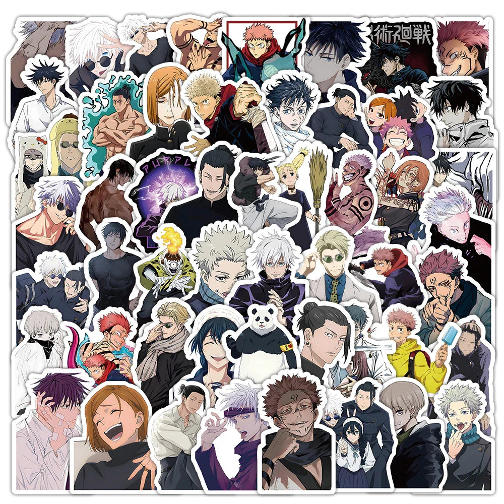 Jujutsu Kaisen Graffiti Stickers Pack - 53pcs for Helmet, Wall, Desktop Decoration with Storage Box (Online Order Only)