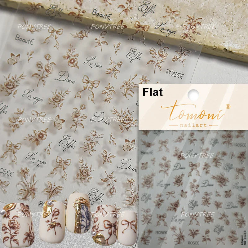 Hot Stamping Purple Line Love Heart Lace Bowknot Chain Branches Star Flower Leaf Butterfly Plant Flower Nail Art Stickers Decals (Online Order Only)