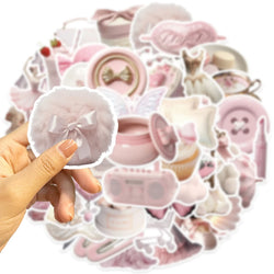 50pcs Cute Pink Ballet Girls Stickers Ins Style Decals DIY Decoration For Laptop Notebook Suitcase Laptop Phone Toys Gift (Online Order Only)