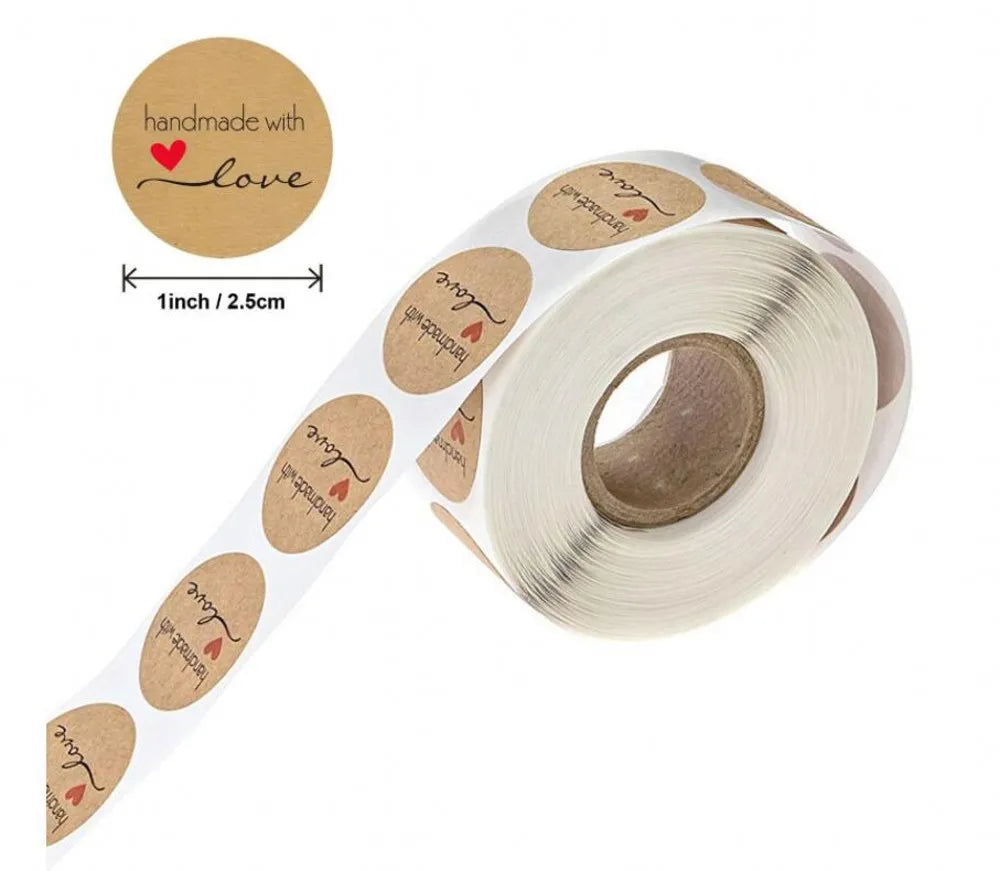 50-500pcs Round Natural Kraft Handmade Thank You Stickers Scrapbooking For Gift Baking Package Adhesive Sticker Seal Labels (ONLINE ORDER ONLY)